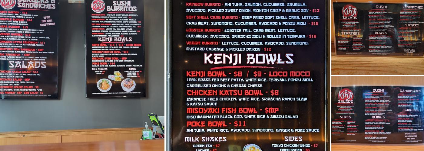 Kenji Burger Lihue Menu