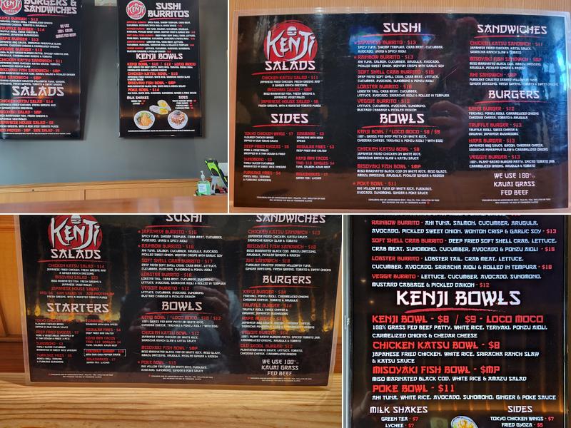 Kenji Burger Lihue Menu