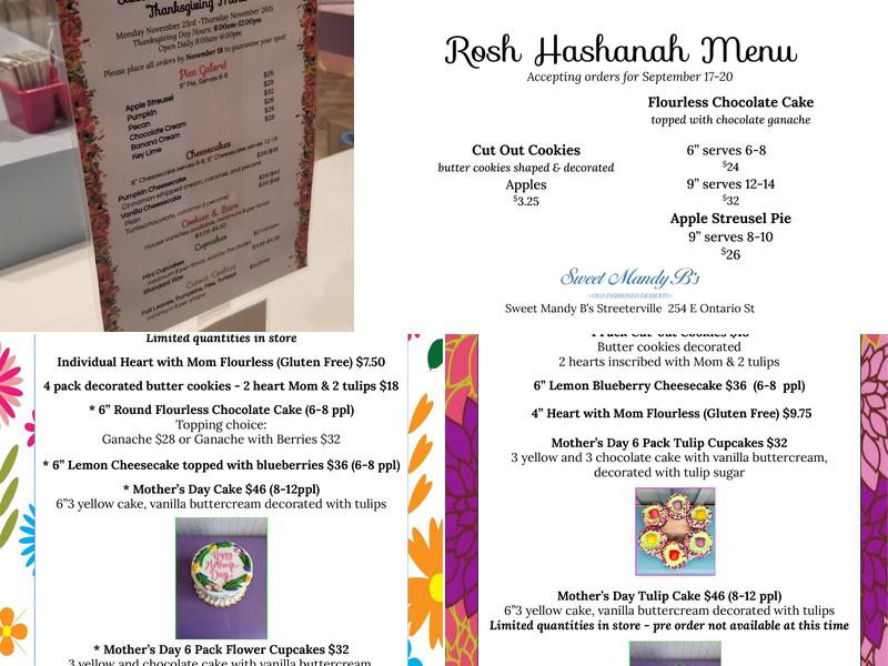 Sweet Mandy B's Bakery Menu