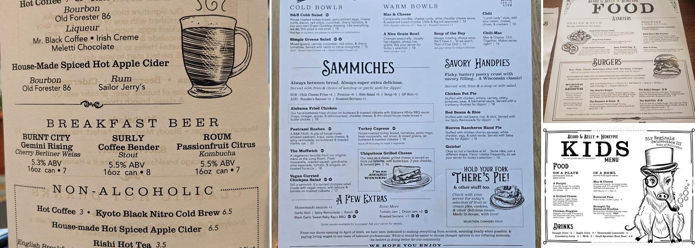 Beard & Belly Menu