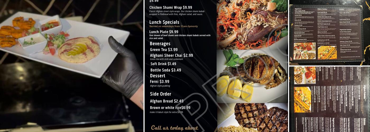 Afghan Kabob Menu