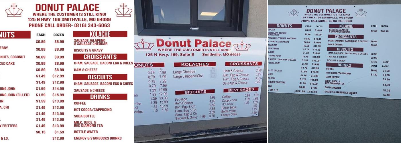 Donut Palace Menu