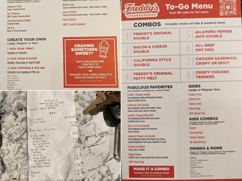 Freddy's Frozen Custard & Steakburgers Menu