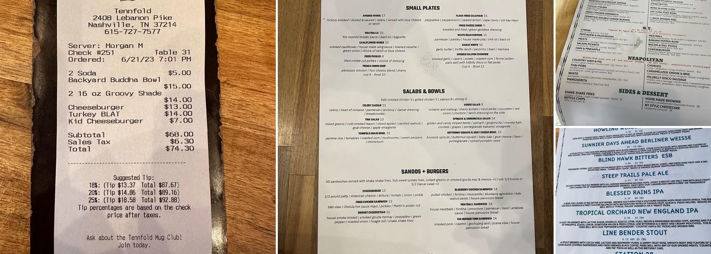 Tennfold Menu