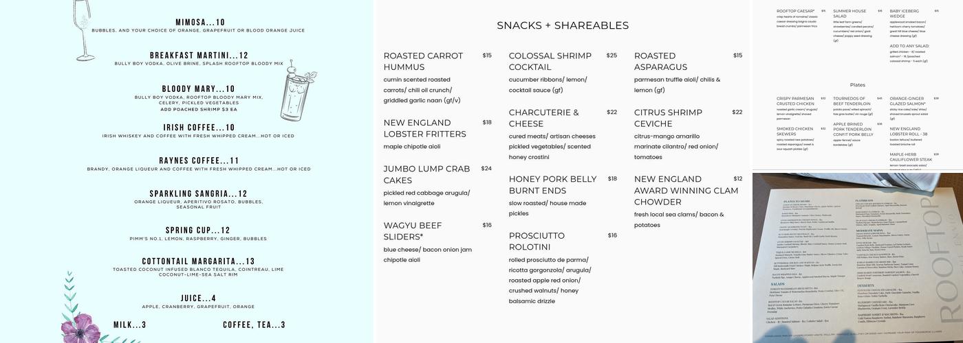 Rooftop at The Envio Menu