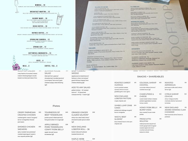 Rooftop at The Envio Menu