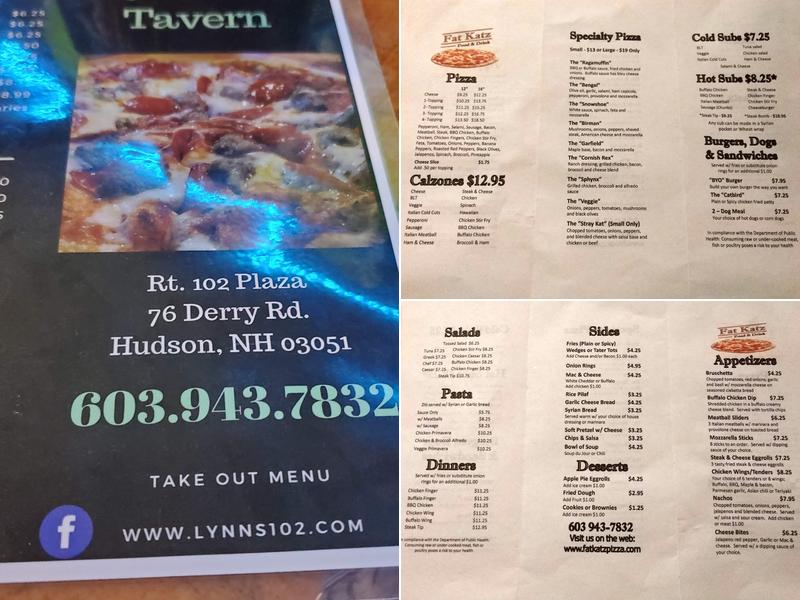 Lynn's 102 Tavern Menu