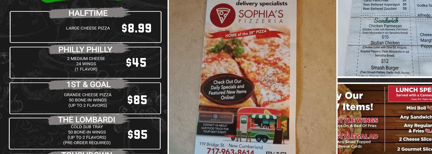 Sophia's Pizzeria Menu