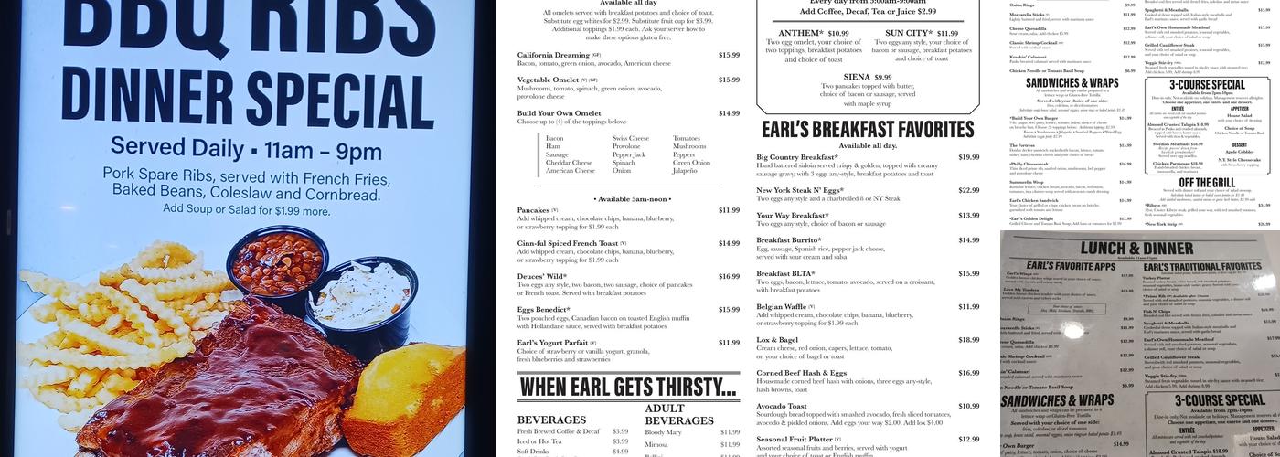 Earl Grey Cafe Menu