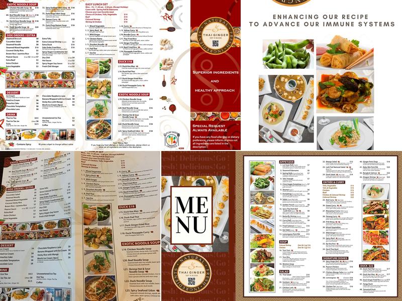 Thai Ginger Menu