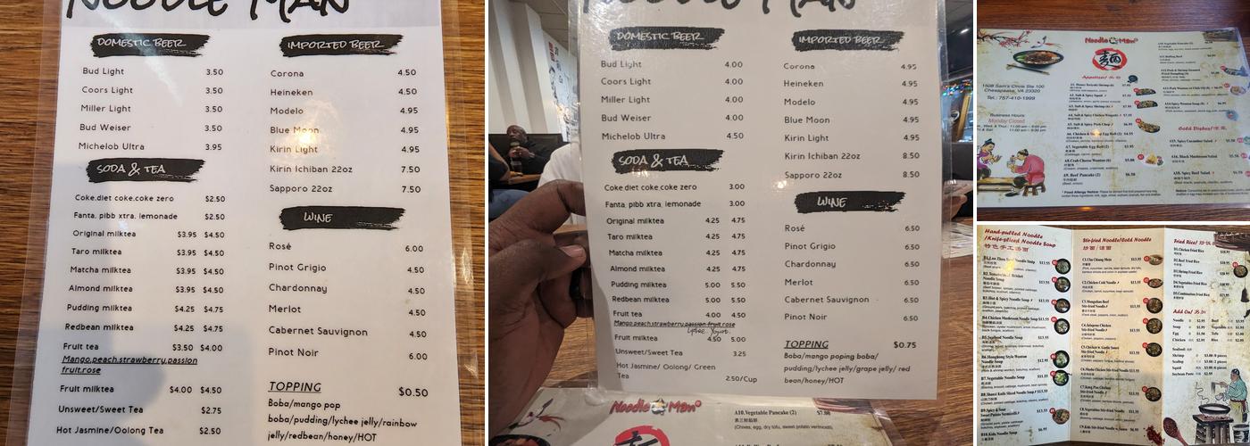 Noodle Man Menu