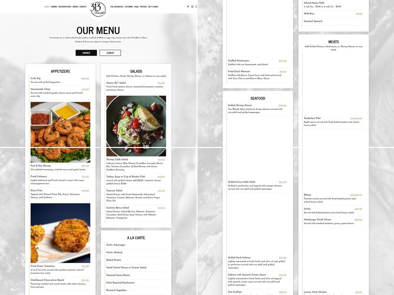 313 Franklin - Cocktails and Kitchen Menu