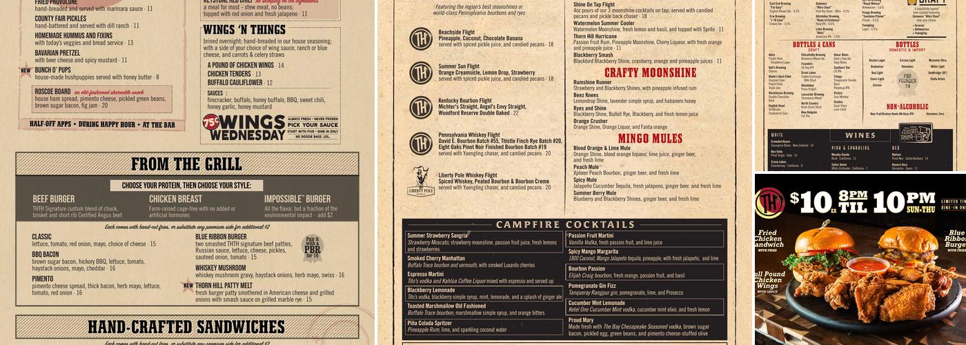 Thorn Hill Tap House Menu