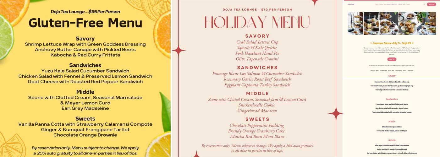 DOJA Tea Lounge Menu
