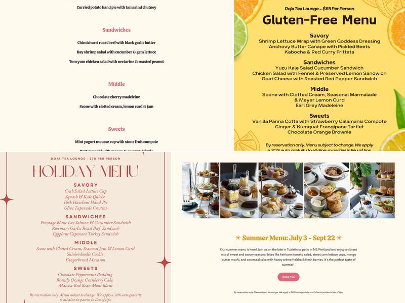 DOJA Tea Lounge Menu