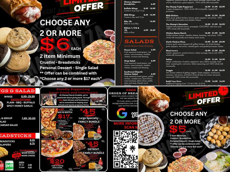 Champ Pizza Menu