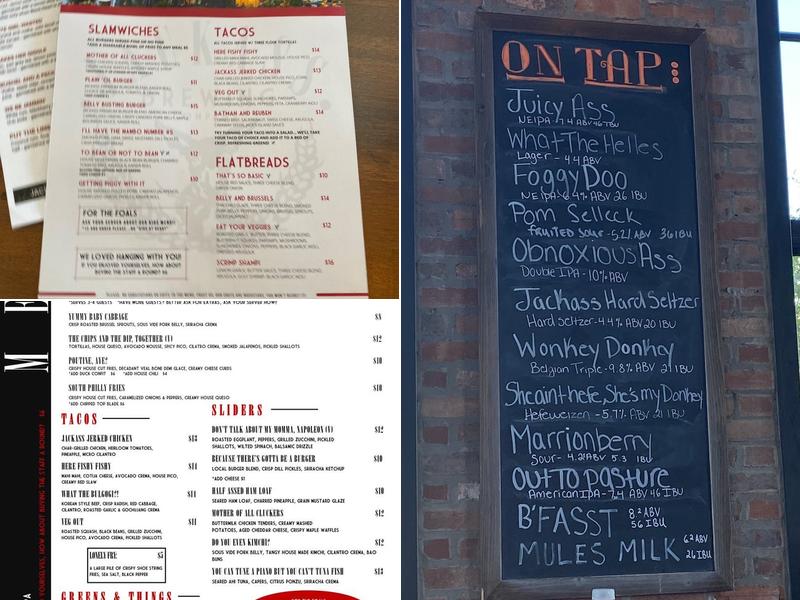 Jackass Brewing Company, LLC Menu