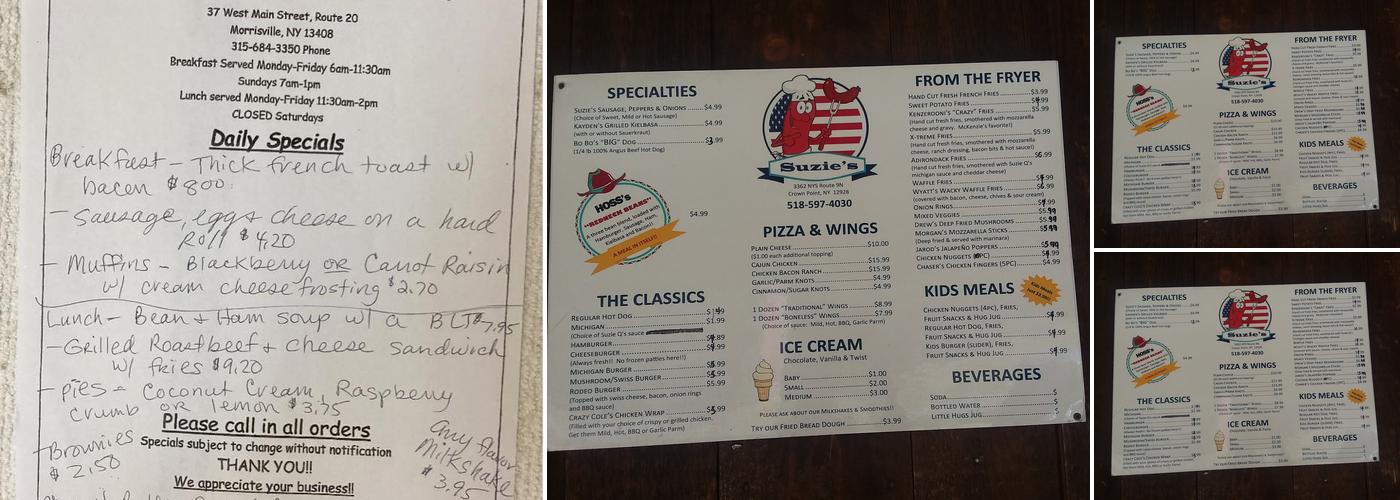 Suzie’s Menu