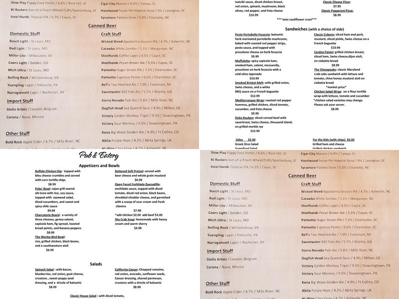 Doko Station Pub & Eatery Menu