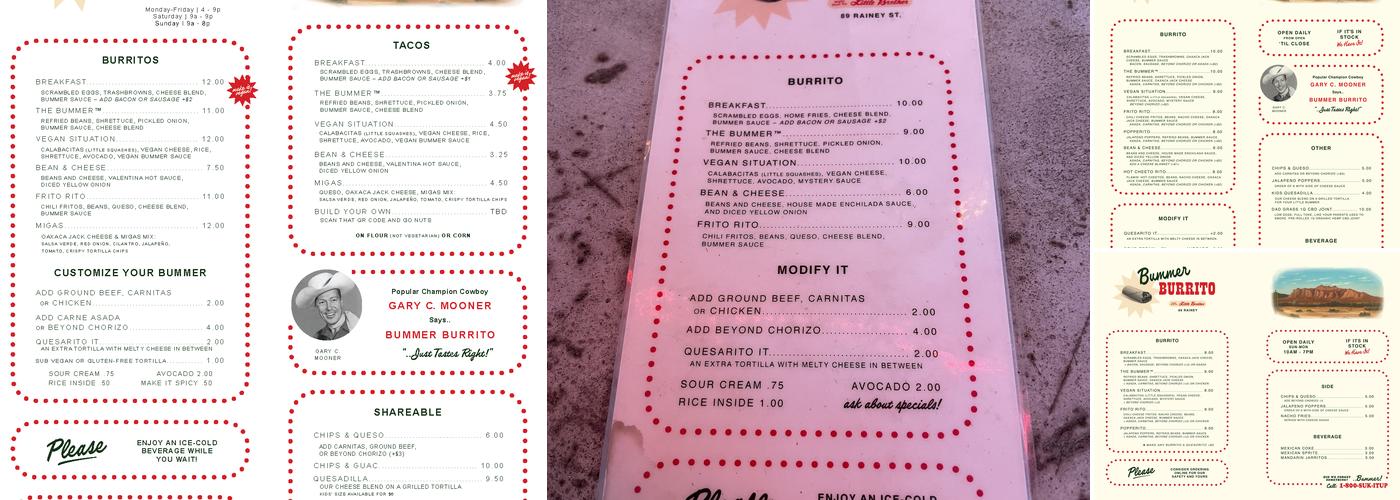 Bummer Burrito @ Batch Menu