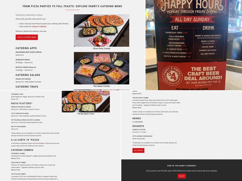 Parry's Pizzeria & Taphouse Menu