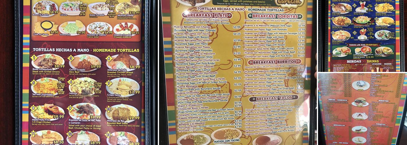 Taquería Mi Pueblito Menu