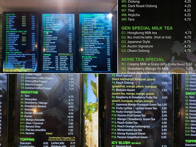 Gen BobaBee & Coffee House Menu