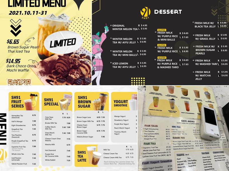 SH91 Dessert Bubble Tea 甜品奶茶店 Menu