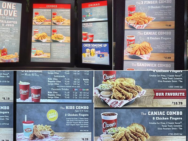 Raising Cane's Chicken Fingers Menu