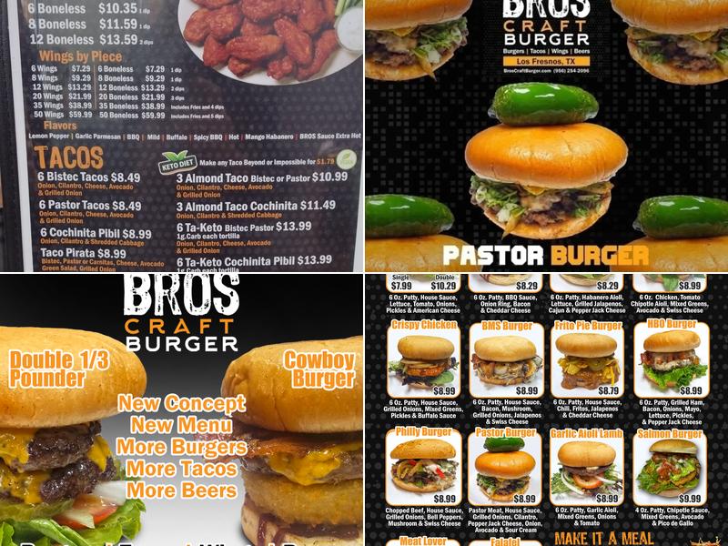 Bros Craft Burger Menu
