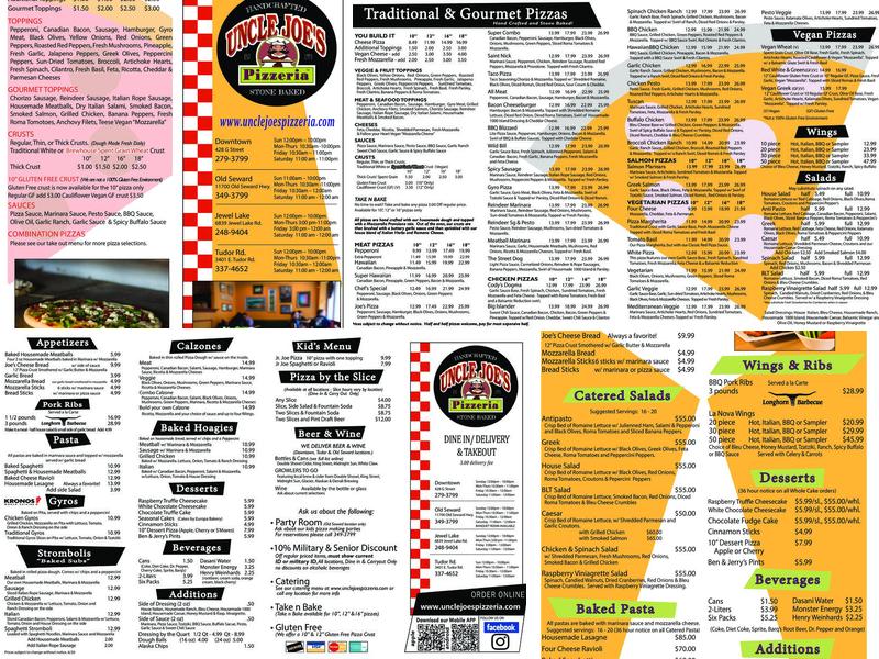 Uncle Joe's Pizzeria Menu