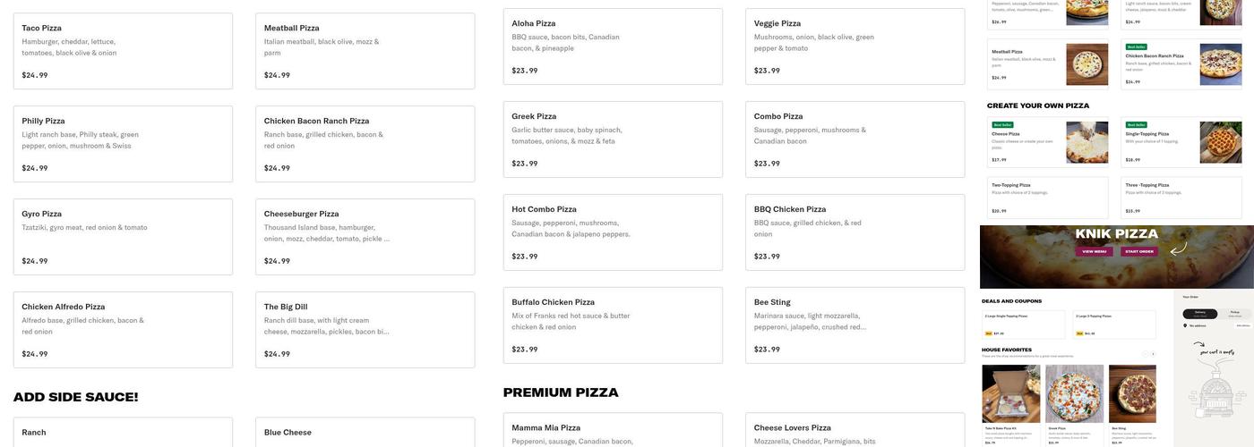 Knik Pizza Menu