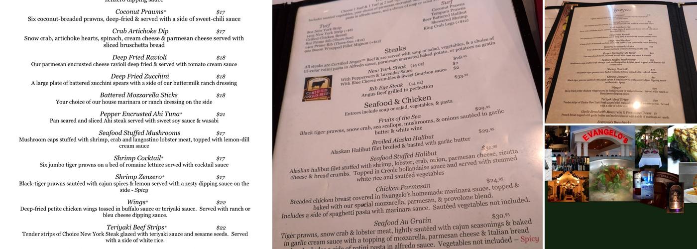 Evangelo's Restaurant Menu