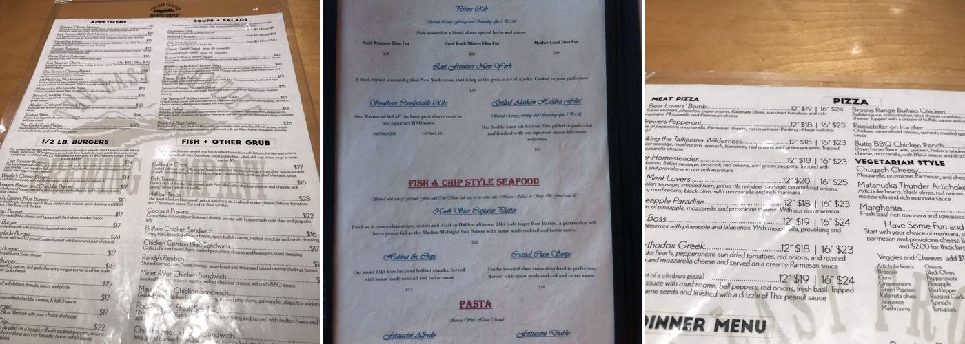 Last Frontier Brewing Co Menu