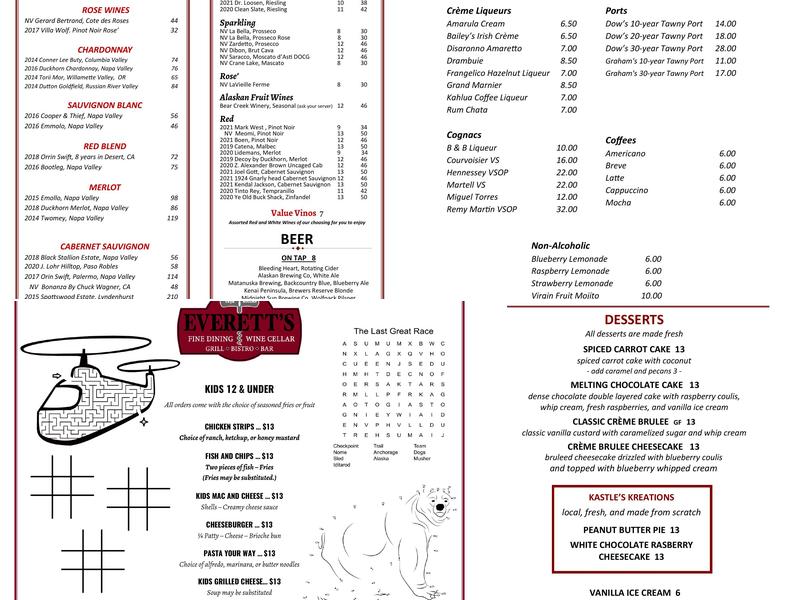 Everett's Menu