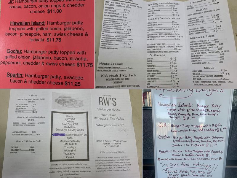 RW's Hamburger House Menu
