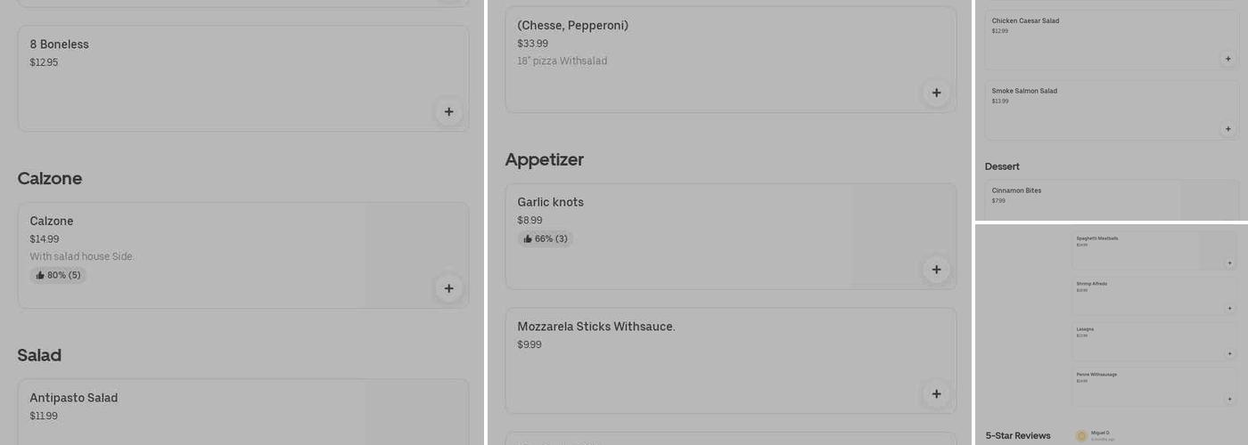 The Five50 Spot Menu