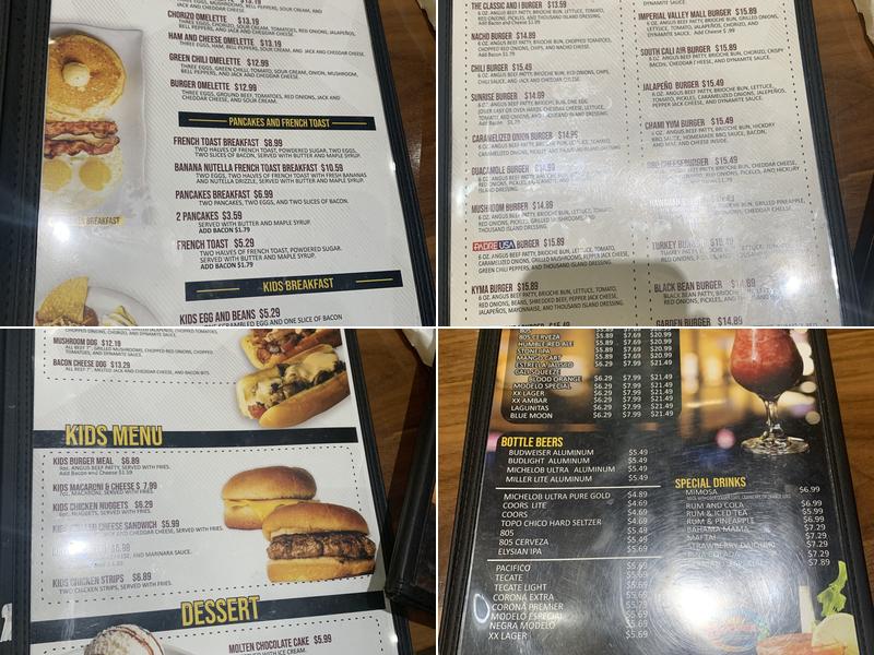 The Burger and I Menu