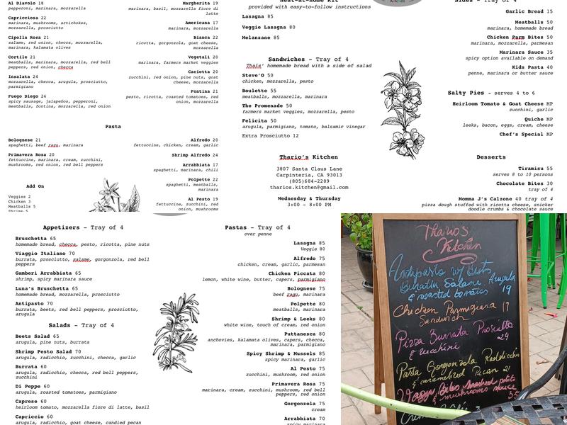 Thario's Kitchen Menu