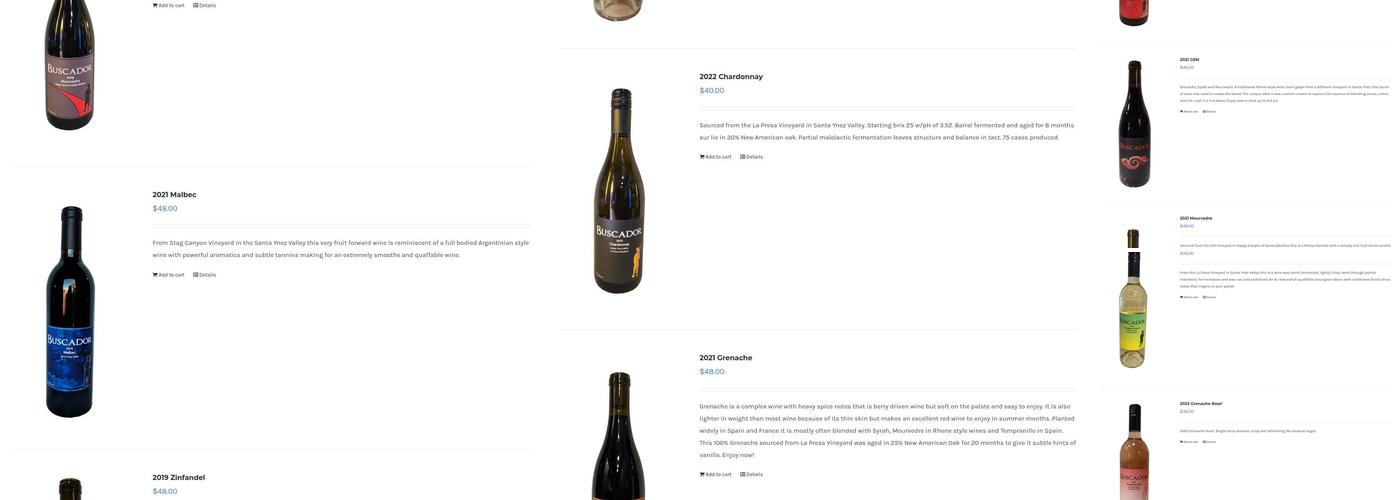 Buscador Winery & Tasting Room Menu