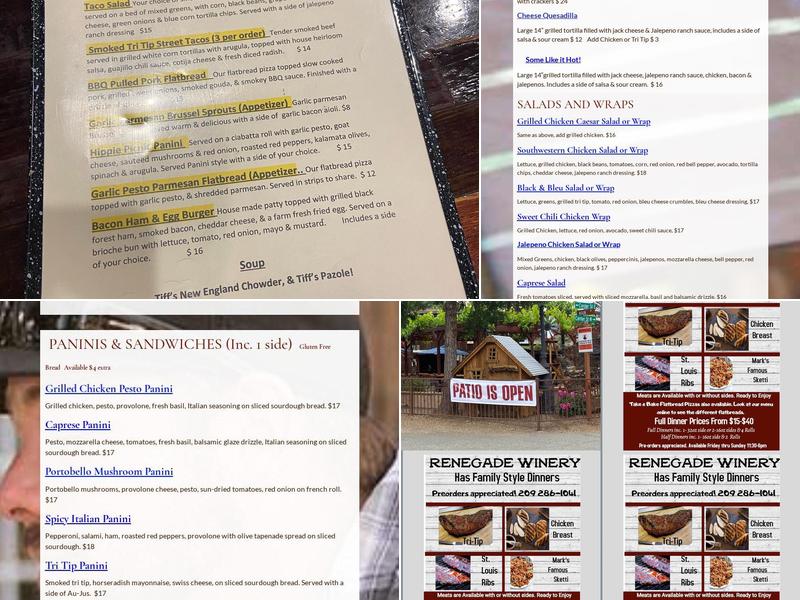 Renegade Winery Menu