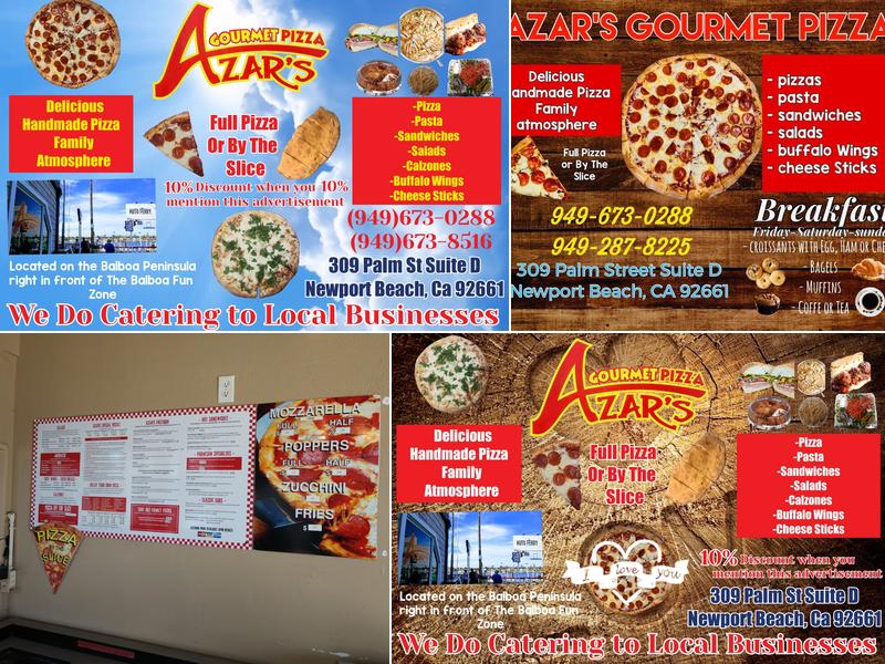 Azar`s Gourmet Pizza Menu