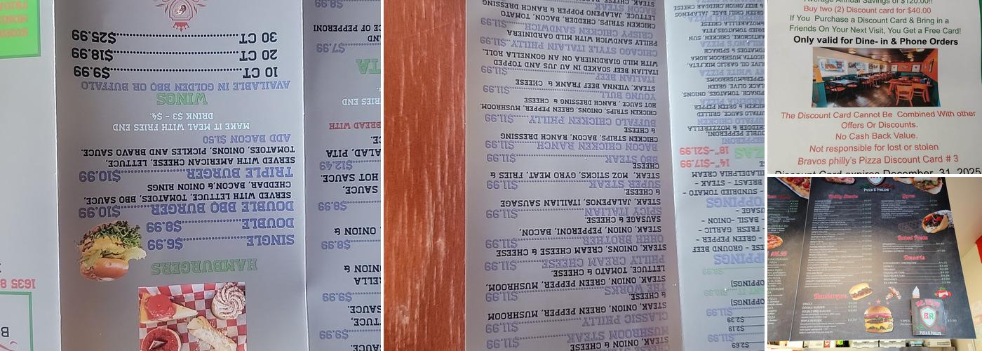 Bravos Philly's & Pizza Menu