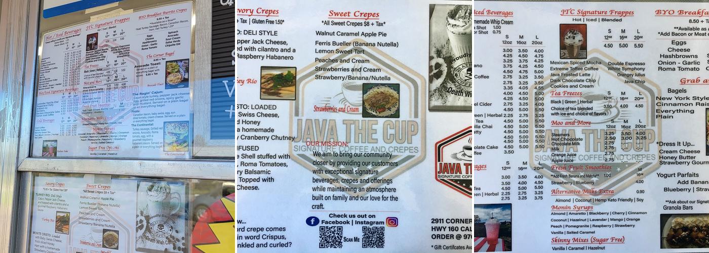 Java The Cup Menu