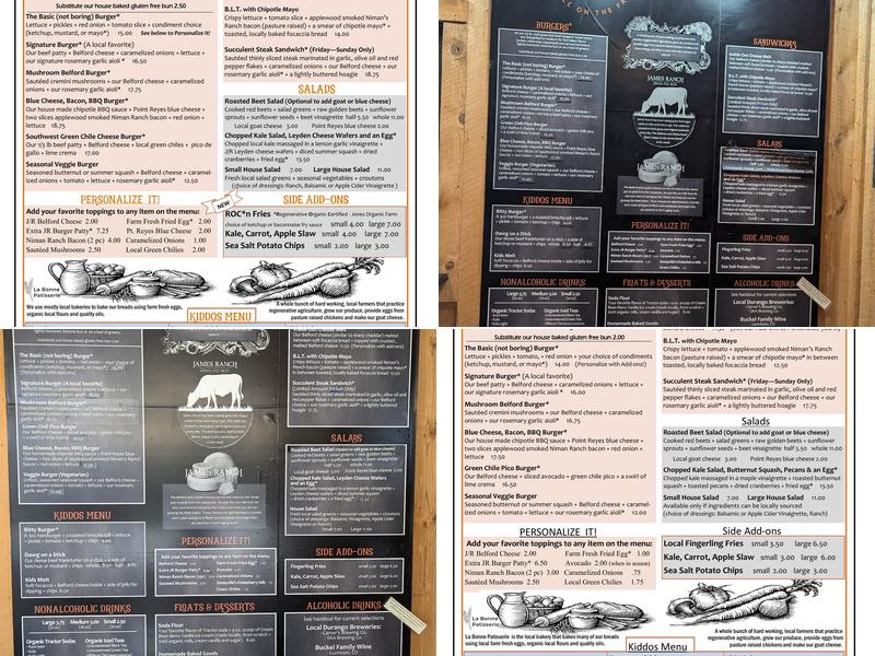 James Ranch Grill Menu