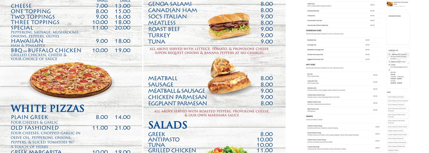 Socrates Pizza Scituate Menu