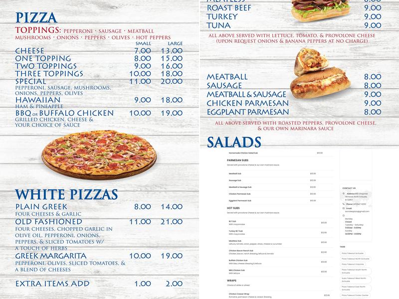 Socrates Pizza Scituate Menu