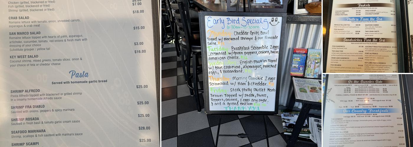 High tide restaurant Menu