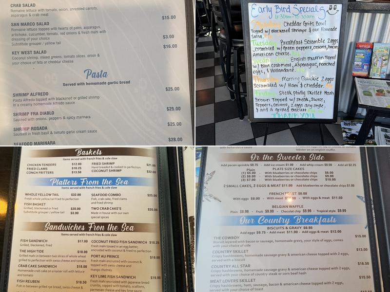 High tide restaurant Menu