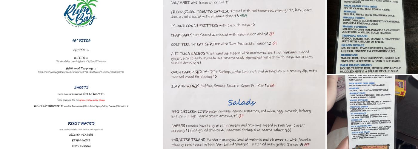 Rum Bay Menu